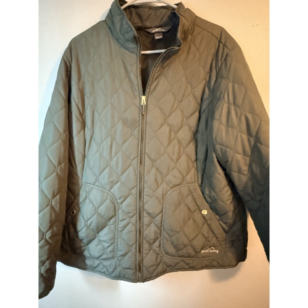 Eddie Bauer Green Womens XXL Full Zip Puffer Jacket Fast Shipping